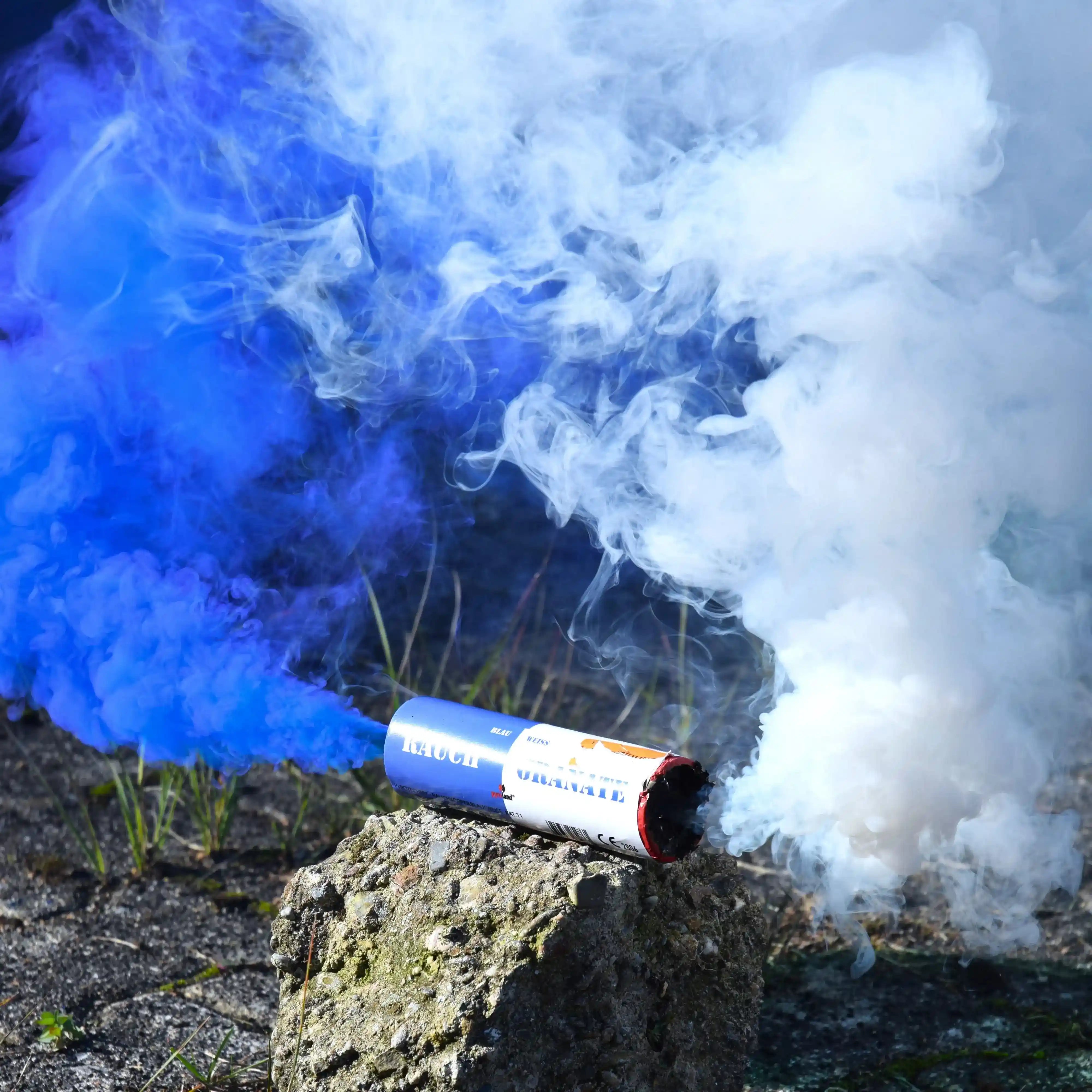 Doppel Rauchgranate - Blau/Weiß